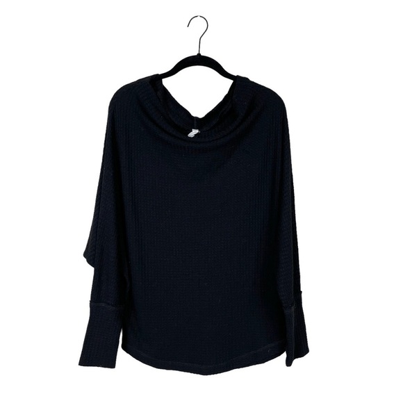 Wishlist Tops - Wishlist Apparel Waffle Knit Black Cowl Neck Dolman Long Sleeve Top Size Small